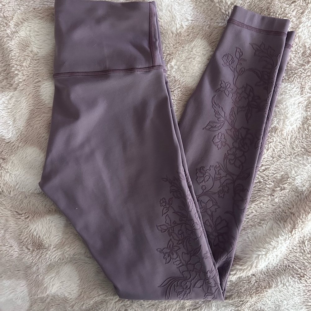 lululemon athletica Plum Floral-Embossed High-Rise Leggings